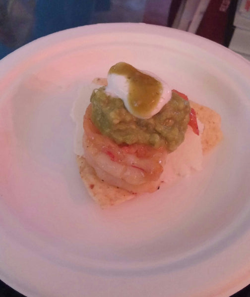 Mango-Pineapple Shrimp Nachos with Mango-Pineapple Guacamole – Flaming Fruit Sauce