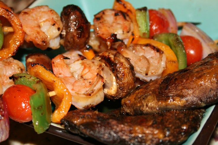 Glazed Skewers with Marinated Portabello Mushrooms